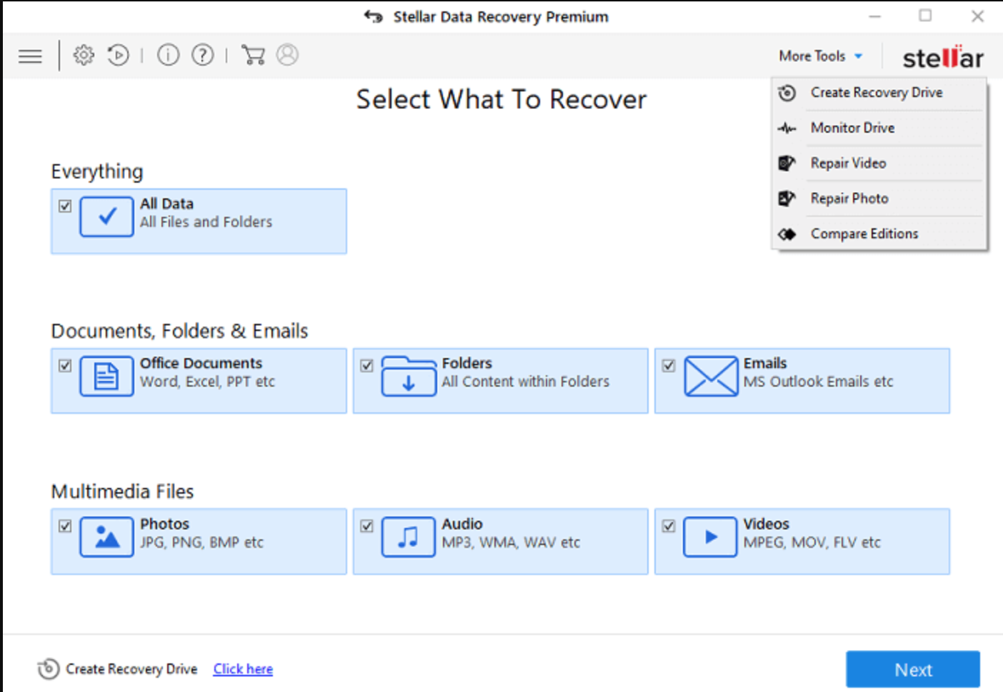 steller photo recovery interface