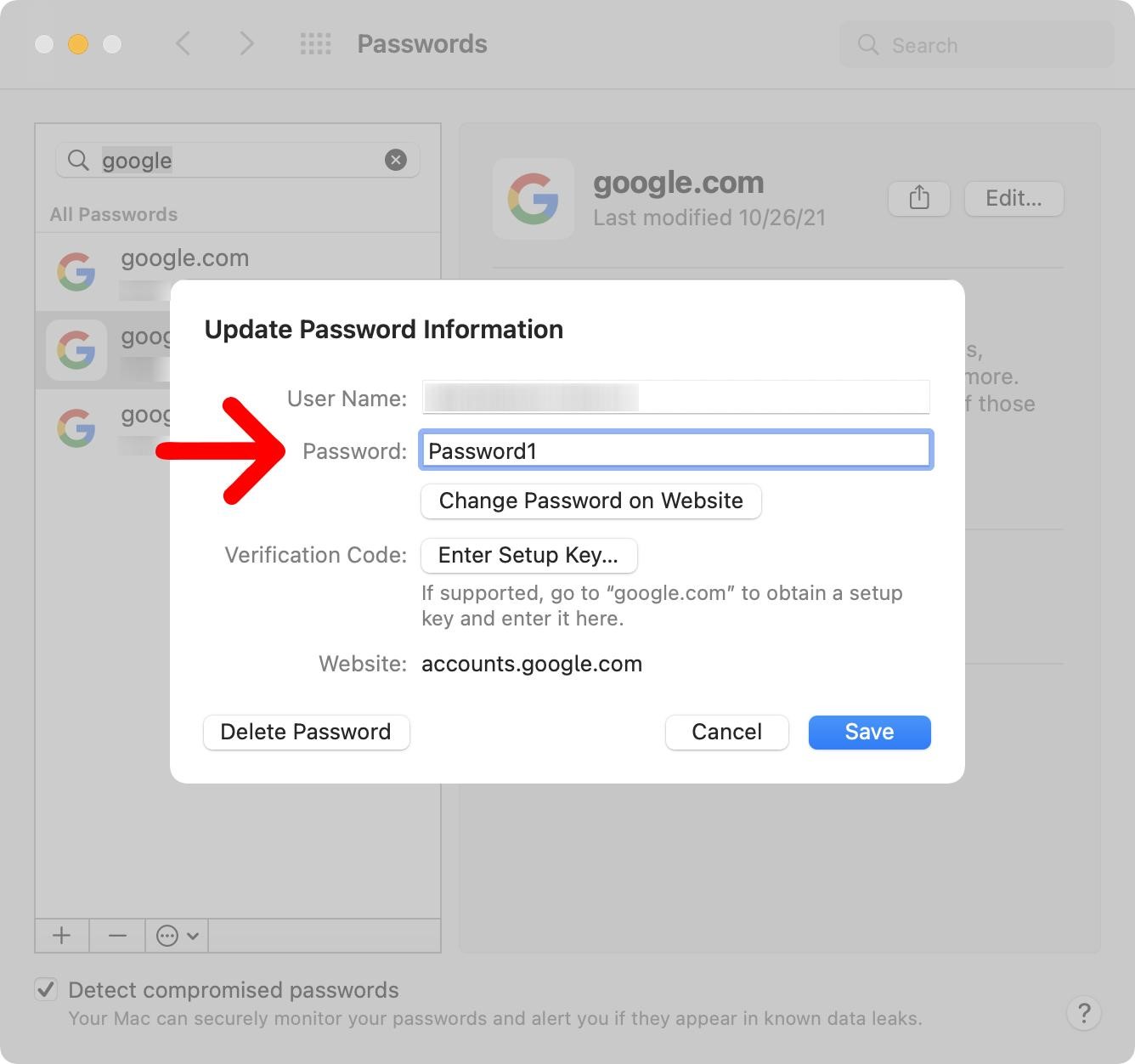 how to find password on macOS monterey step7